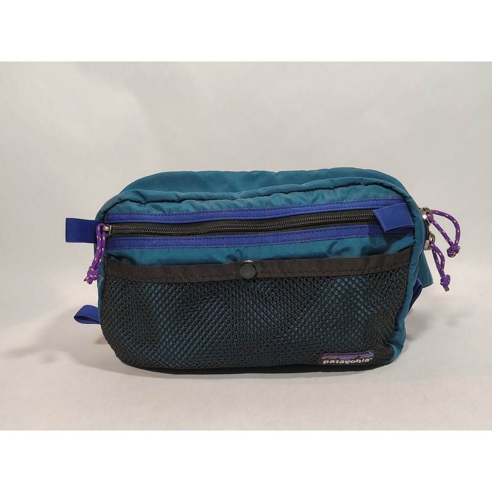 VTG 90s Patagonia Teal Blue Purple Nylon Waist Pack Bag Fanny Pack Made in USA‎
